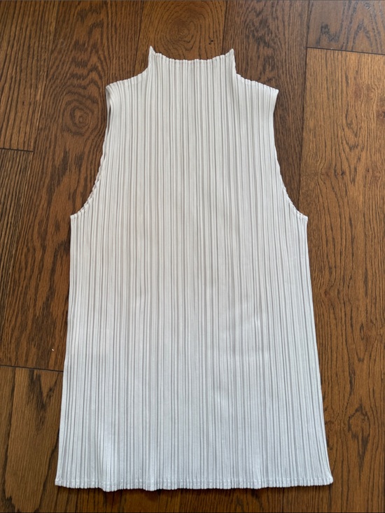 Issey Miyake Tops - Pleats please issue Miyake Sleeveless Mock Neck Ribbed Tank Top - White